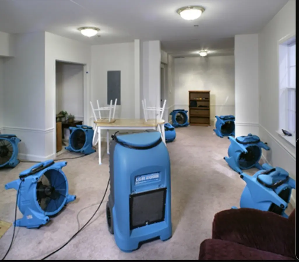 Air movers and dehumidifier setup for Water Extraction & Removal in East Lansing